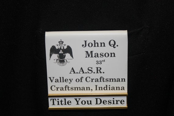 Scottish Rite Masons Officer or Members over the pocket or Magnetic Badge with changeable title slide  (Ordering Instructions in DESCRIPTION