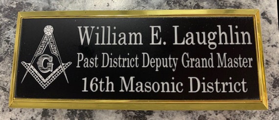 Masonic 1" x 3" Framed Magnetic or pin on Members Name Badge (Ordering Instructions in DESCRIPTION) with insert and frame color choice