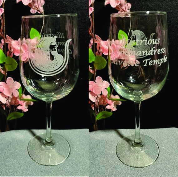 16 oz Personalized Vina Wine Glasses with choice of emblem (Set of 2) (Please Read Description) (DISCOUNTS AVAILABLE)