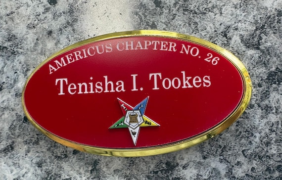 New and Improved OES Wide Oval Members Badge(Ordering Instructions in DESCRIPTION) Choice of Frame(Choice of Mag or pin on)