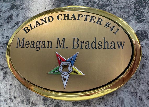 New and Improved Order of Eastern Star 1.5" x 2.25 Framed Magnetic  or pin on Members Badge (Ordering Instructions in DESCRIPTION)