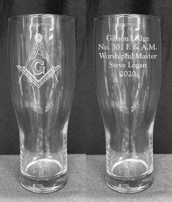 Masonic 18oz. Personalized Beer or Soft Drink Glass (set of 2) (Ordering Instructions in DESCRIPTION)