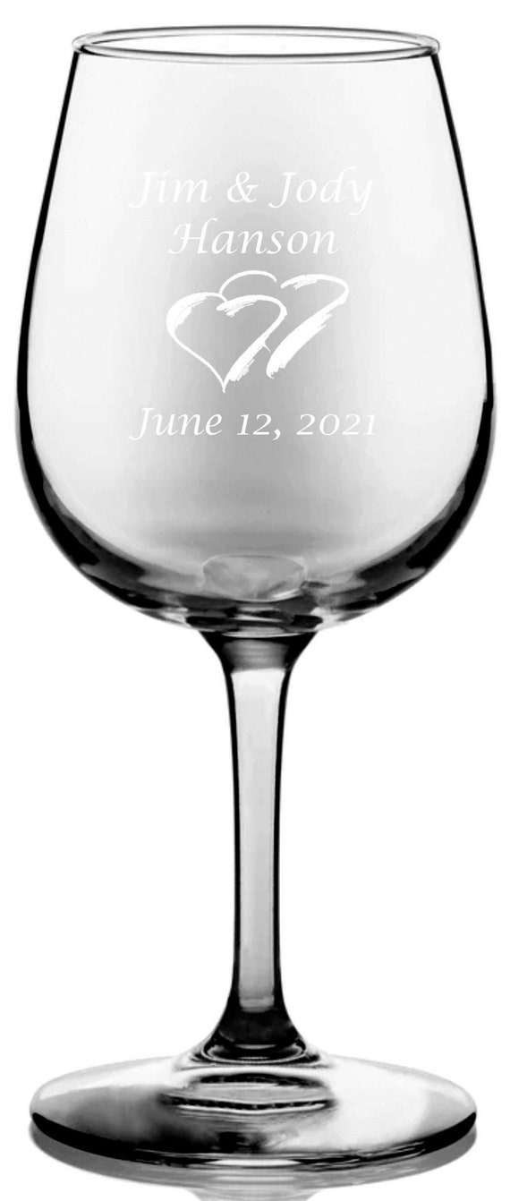 Wedding Clear 12.5 oz. Laser Engraved Wine Goblets( set of 2 ) Ideal for that Special occasions (PLEASE READ DESCRIPTION)