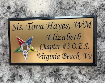 New and Improved OES 1.5"x3" Sq. Corners Framed Mag or pin Members Badge  (Frame & Insert color choice)