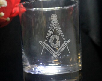 Personalized Masonic 11.0 oz. "On the Rocks" Glasses ( set of 2 ) (Ordering Instructions in DESCRIPTION)