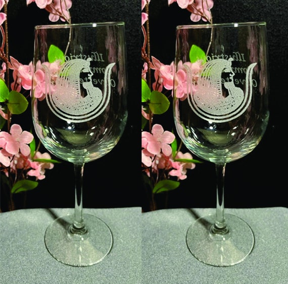 16 oz Vina Wine Glasses with choice of emblem (Set of 2) (Please Read Description) (DISCOUNTS AVAILABLE)