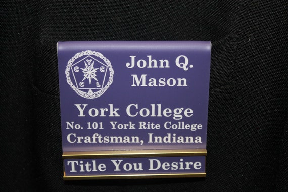 Y R College Officer or Members over the pocket Name Badge or magnetic Style w/changeable title slide (Ordering Instructions in Description)