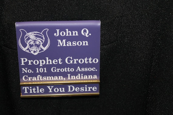 Grotto Officer or Members over the pocket or magnetic Name Badge w/changeable title slide bar (Ordering Instructions in DESCRIPTION)