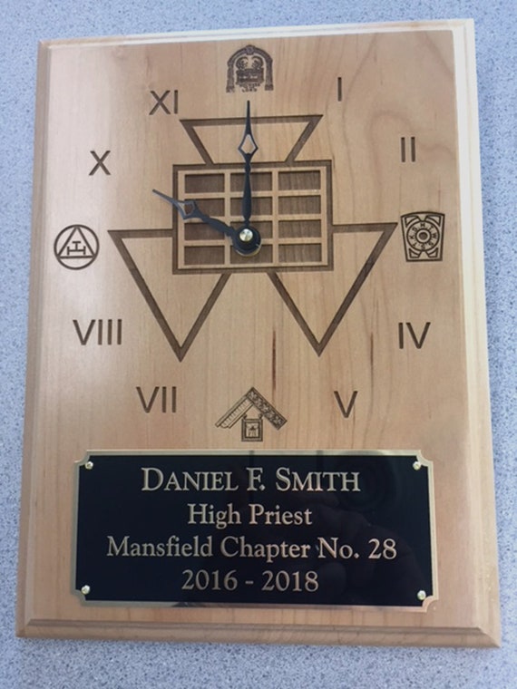 Royal Arch Masons 9 x 12 Laser Engraved recognition Clock Plaque (PLEASE READ DESCRIPTION)