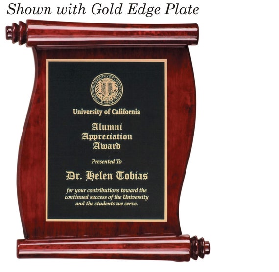 9.5" x 12" Scroll Rosewood Piano Finish plaque with Laser Engraved Face Plate (PLEASE READ DESCRIPTION)