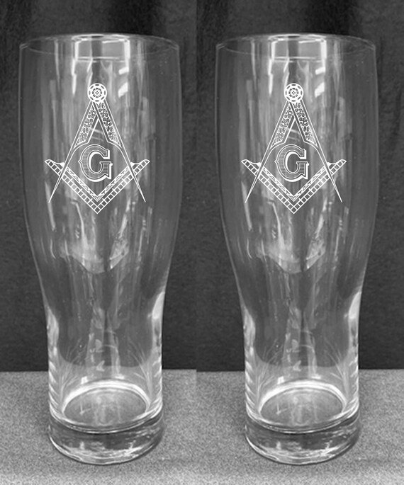 Masonic 18oz. Beer or Soft Drink Glasses ( set of 2 )