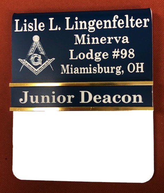 Long Back Over Pocket  Masonic Officer Name Badge  w/interchangeable title slide bar  (PLEASE READ DESCRIPTION) (Discounts Avail) Sku 6001LB