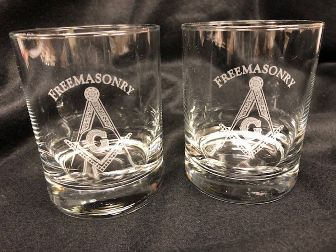 Freemasonry 13.5oz. Double on the Rocks Glasses ( Set of 2 ) - Etsy