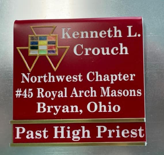 New & Improved Past High Priest Officer or Members over the pocket or Magnetic Badge w/changeable slide Ordering Instructions in DESCRIPTION