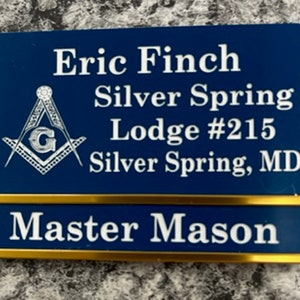 Magnetic Masonic Officer long back style Name Badge w/interchangeable title slide for all bodies  (Ordering Instructions in DESC) 6001LBM