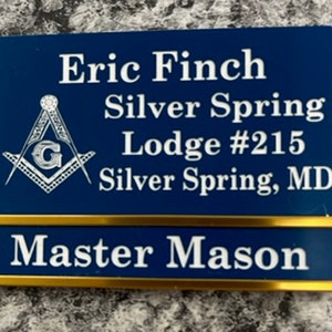 Magnetic Masonic Officer long back style Name Badge w/interchangeable title slide bar  (PLEASE READ DESCRIPTION) (Disc. Avail.) Sku 6001LBM