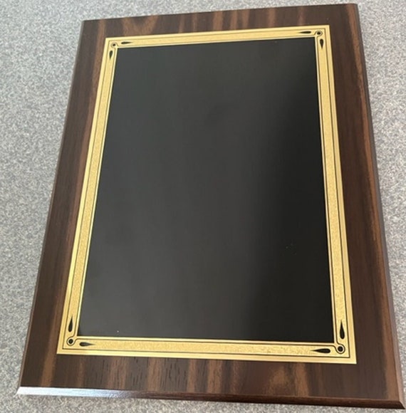 9" x 12" Walnut finish plaque with Laser Engraved Face Plate (Shown with Flourentine Face Plate) (PLEASE READ DESCRIPTION)