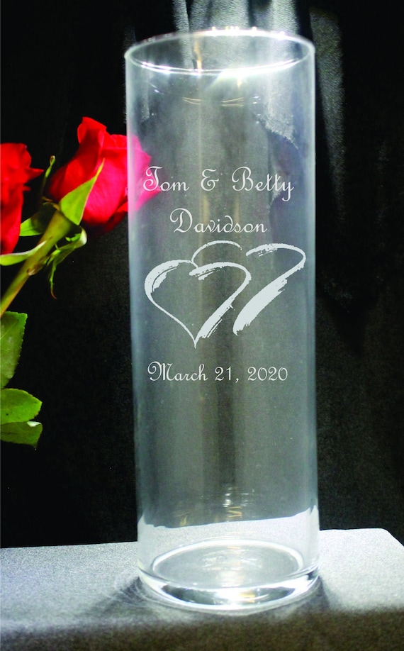 10" Tall Crisa  Laser Engraved Wedding Vase or Pillar Unity Candle Holder.  (Ordering Instructions in DESCRIPTION)