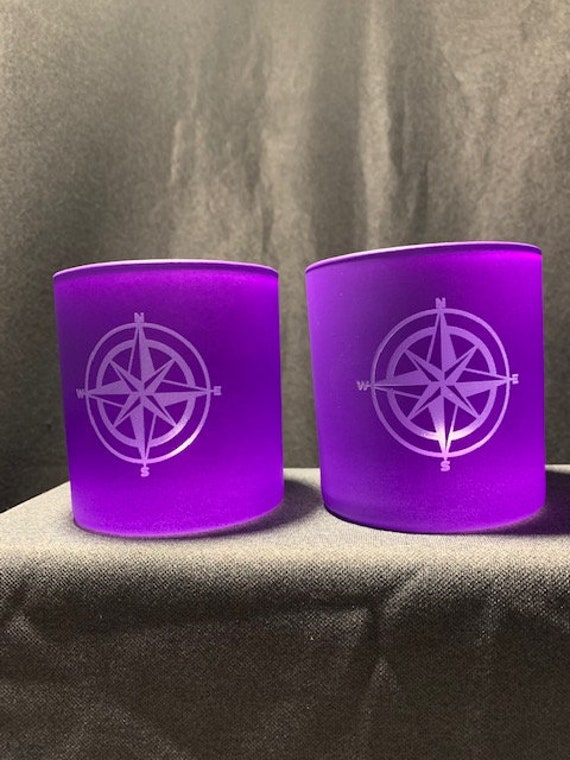 Beautiful 12oz. Purple On the Rocks Glasses ( set of 2 ) Limited Quantity Choice of Grapes or Nautical