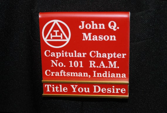 R.A.M. Officer or Members over the pocket Name Badge or Magnetic w/changeable title slide  (PLEASE READ DESCRIPTION) (Discounts Available)