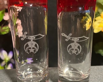 Shrine Ruby Red Tip 2 oz. Shooter Glasses ( set of 2)