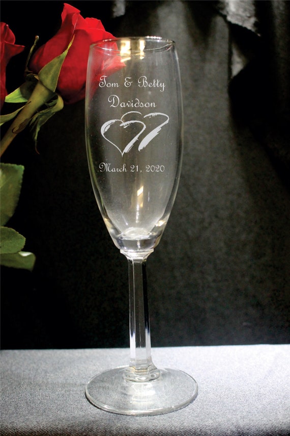 Wedding Napa Valley Hex Stem Laser Engraved Flutes( set of 2 ) Ideal for that Special occasions (PLEASE READ DESCRIPTION)