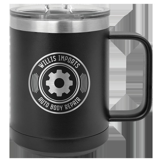 Insulated 15 oz. Laser Engraved Coffee or Hot Drink Mug.  These can be personalized (PLEASE READ DESCRIPTION)