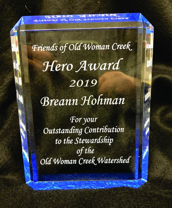 Blue Reflection Acrylic Award .9375" Thick x 4.75" Wide x 6.25" Tall  (Ordering Instructions in DESCRIPTION)