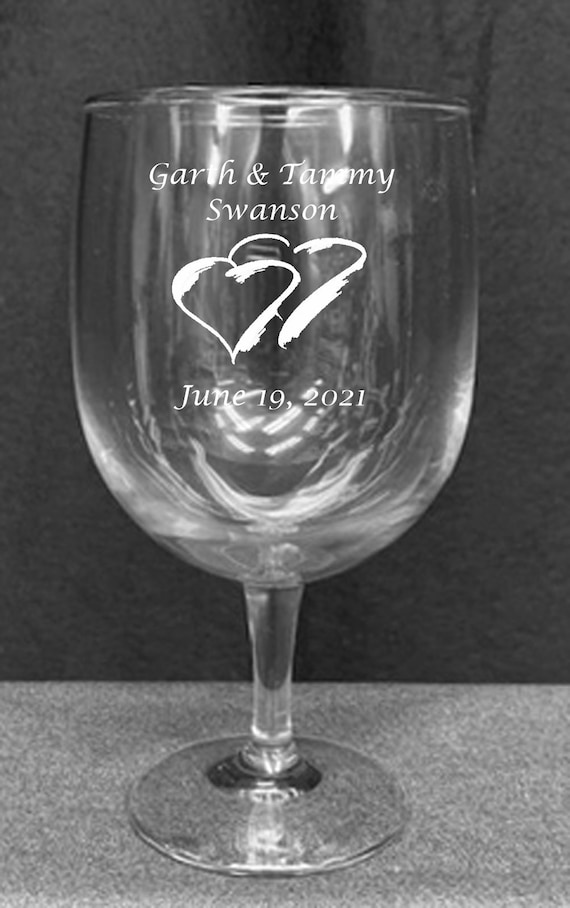 Wedding Clear 12.5 oz. Laser Engraved Stackable Wine Goblets ( set of 2 ) Ideal for Special occasions (Ordering Instructions in DESCRIPTION)
