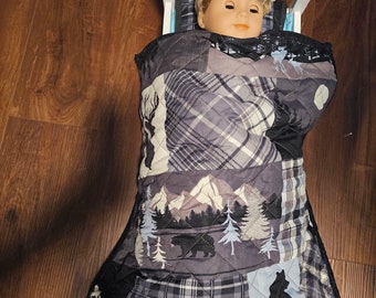 Doll Quilt &Pillow for Sale, Doll Bedding, Fits American Girl Quilt, Doll Quilt for Sale, Reverisble Doll Quilt, Kids Gift-18" Doll Quilt