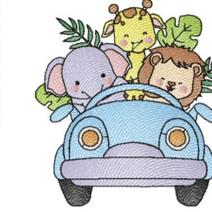 Tropische Dschungel Safari Tiere Auto, für Baby Decke, Baby Party, Dschungel Geburtstag, Baby Tiere, Für Baby Kissen, Kinderzimmer, Baby Geschenk