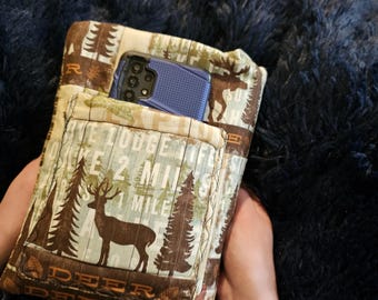 Embroidered Hunting Book Sleeve - Padded Fabric Cover, Handmade