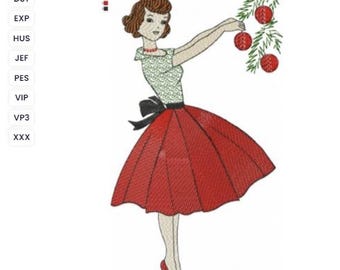 Vintage Christmas Lady-HomeEmbroideryChristmas Embroidery DesignsVintage Christmas Lady