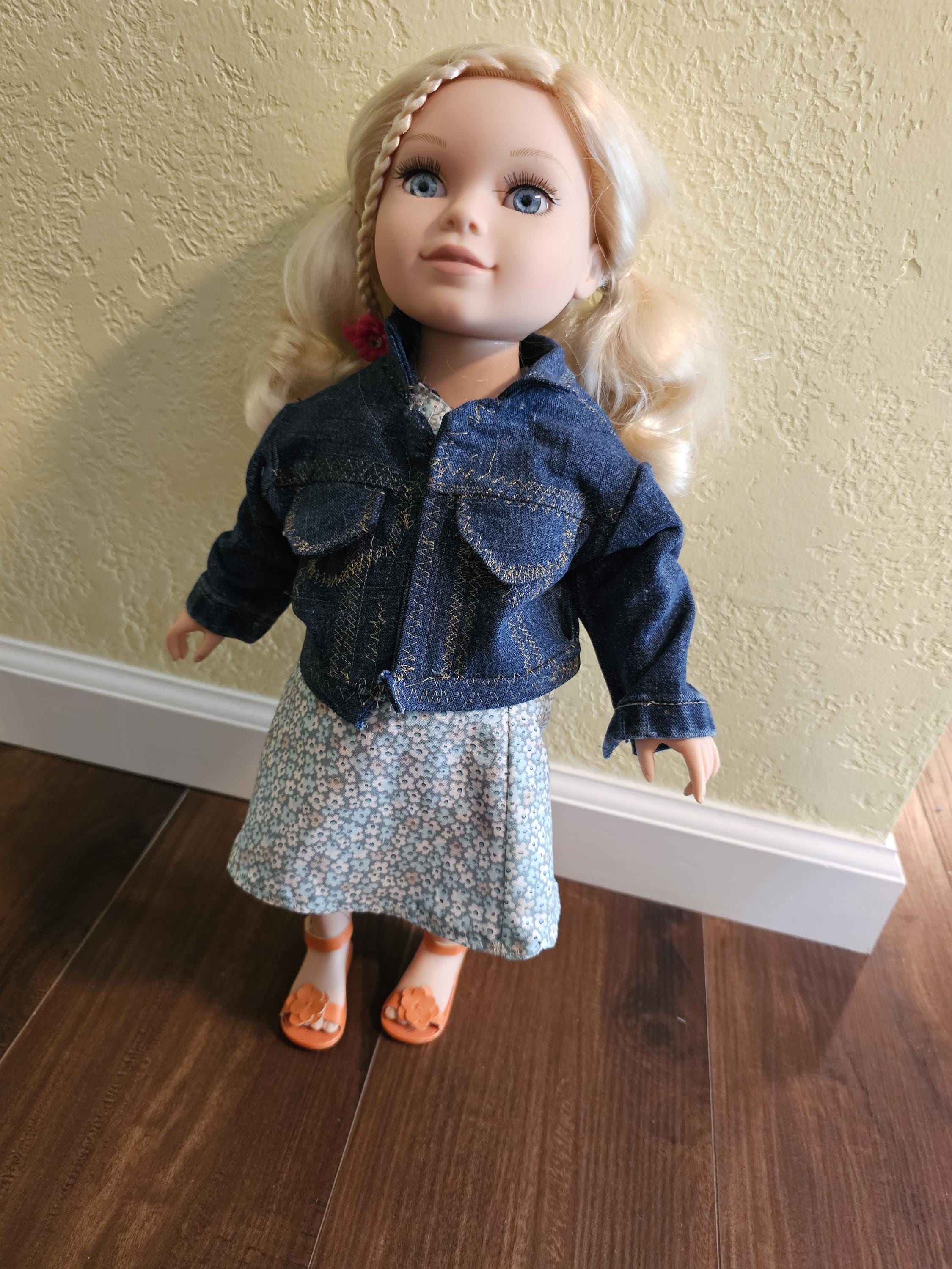 18" Doll clothes,Denim Jacket, Super Trendy, Authentic Jean Jacket, Dress, Gifts for Girls, Birthday Gift, Chic,Surprise gift with purchase!