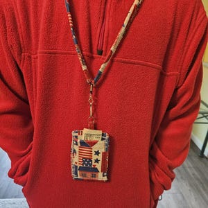 4th of July Lanyard-Badge- Pariotic Webbing Lanyard With Id Badge Included-Stars and Stripes Lanyard- Teacher Lanyard-American Flag Lanyard