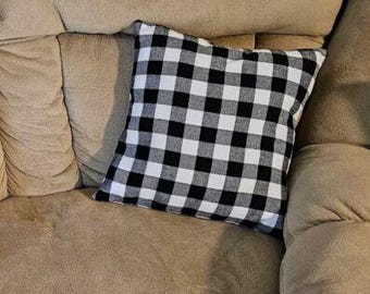Home and Living- Home Decor- Buffalo plaid checkered Black pillow cover and a pillow. 18"X 18"
