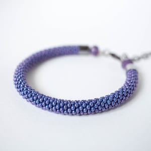 Seed bead crochet bracelet Gift for girl Purple bracelet Bead Crochet rope Minimalist delicate bracelet Gift ideas for mom Purple wedding