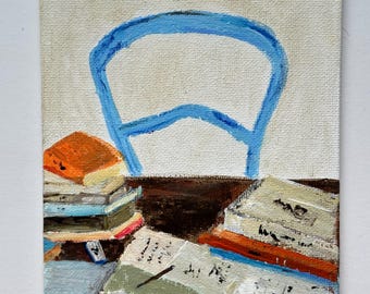 Virginias Desk, original acrylic art on canvas board