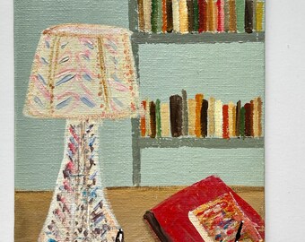 Virginias bedside table, Bloomsbury, original acrylic art