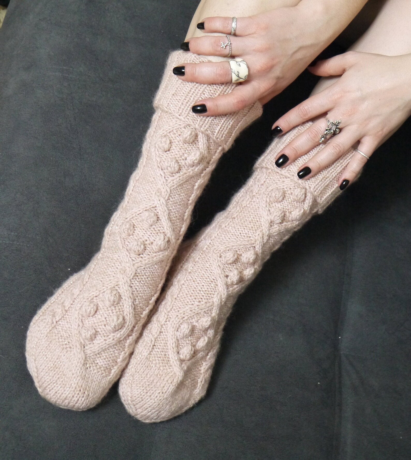 Women lounge socks. Slipper socks for women. Cable knit cozy Etsy