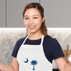 South Carolina Palmetto State Flag Apron White Poly / Cotton Two Pocket Adult Unisex