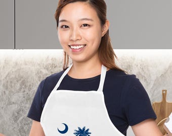 South Carolina Palmetto State Flag Apron White Poly / Cotton Two Pocket Adult Unisex