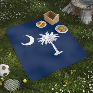 Picnic Blanket South Carolina State Flag Palmetto Tree Crescent Moon Great Wedding or Housewarming Gift