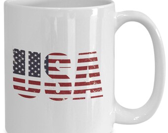 USA Patriotic Mug Great  Gift Cup for Coffee or Tea American Flag