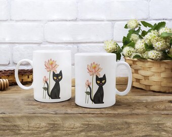 Childless cat lady with kamala (lotus flower) political satire mug