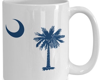 South Carolina state flag coffee, tea mug gift for mom, dad, brother, sister, cousin, uncle, aunt, friend from the Palmetto state