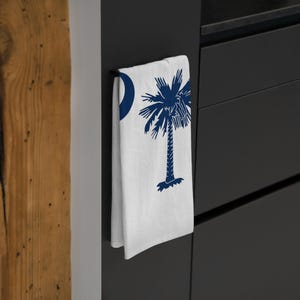 Tea Towel South Carolina State Flag Palmetto Tree Crescent Moon Great Wedding or House Warming Gift