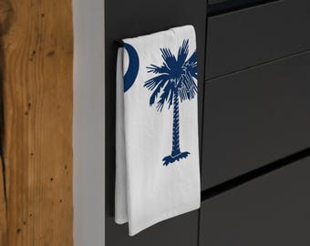 Tea Towel South Carolina State Flag Palmetto Tree Crescent Moon Great Wedding or House Warming Gift
