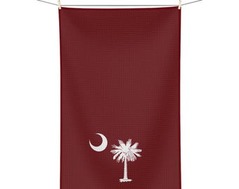 USC Microfiber Tea Towel South Carolina State Flag Palmetto Tree Crescent Moon Great Wedding or Housewarming Gift
