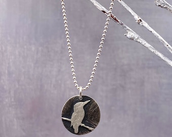 カワセミネックレス、スターリングシルバーカワセミペンダント、鳥